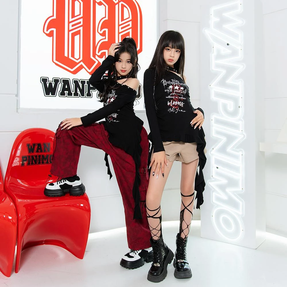 顽皮尼莫童装爵士舞女童服装儿童街舞嘻哈少儿潮服时髦走秀演出服