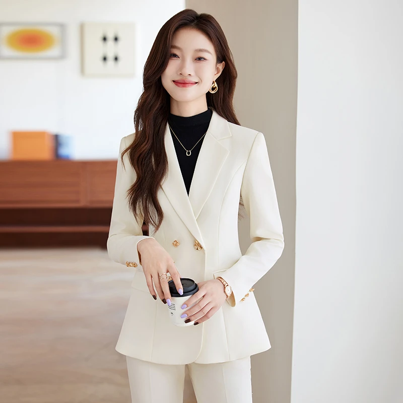 白色西装套装韩版小西装春秋气质小个子时尚西服修身职业长袖休闲
