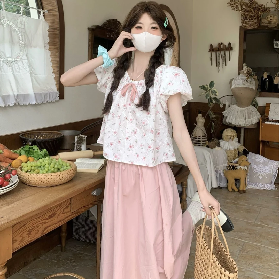 新款森系甜美碎花设计感衬衫女夏季少女气质显瘦温柔小清新衬衣