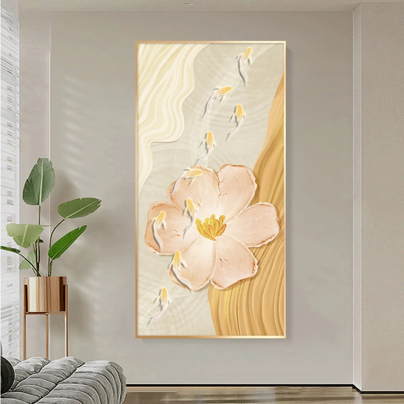 奶油风定制玄关装饰画小清新花卉氛围感过道竖版现代正版玄关挂画