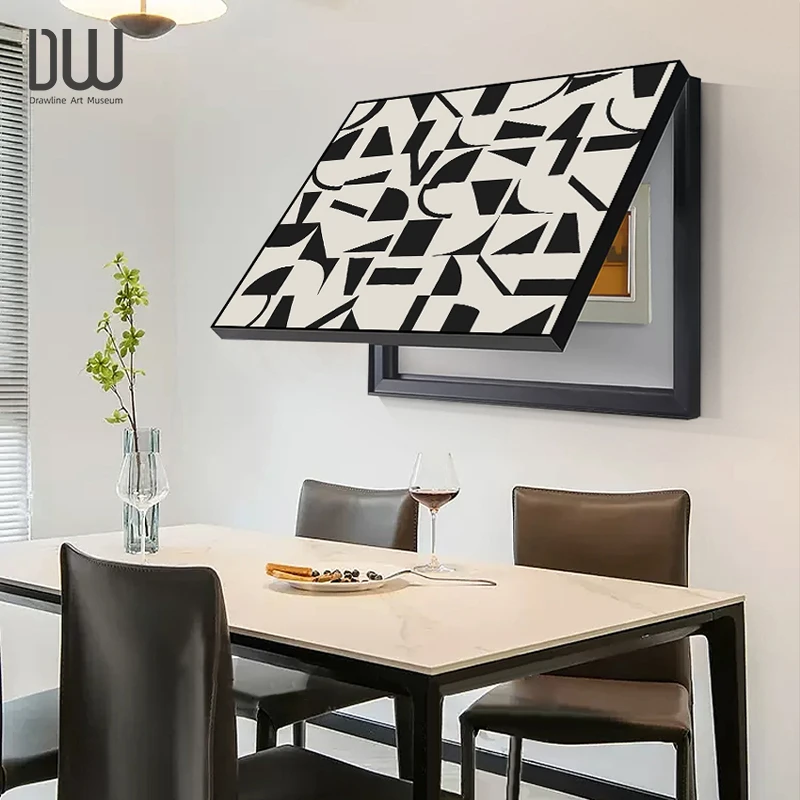 免打孔电表箱装饰画现代简约遮挡箱客厅开关电表盒晶瓷挂画掀盖