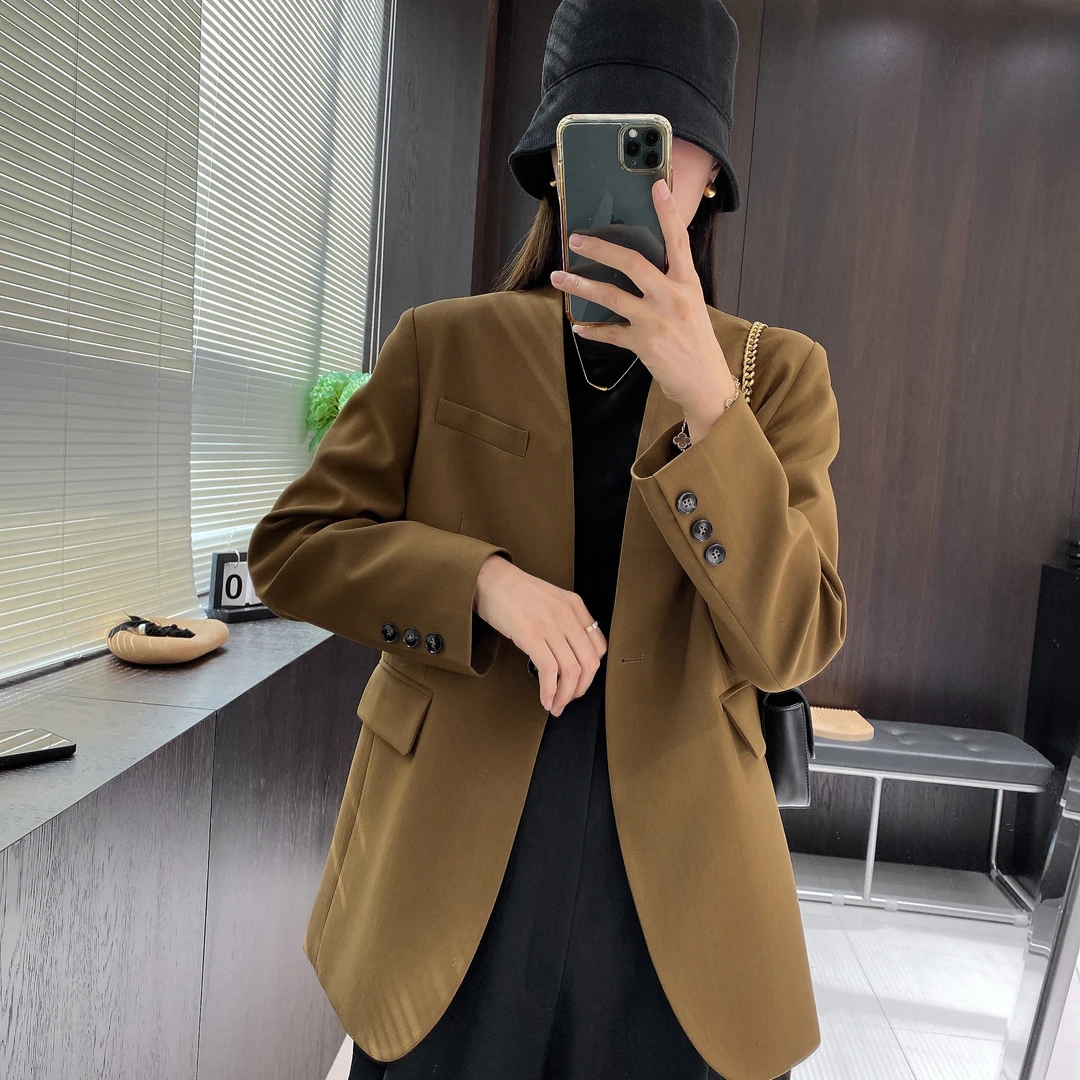 IMFLY金小金自制 西装DYW5196无领西服女2023秋季韩版气质外