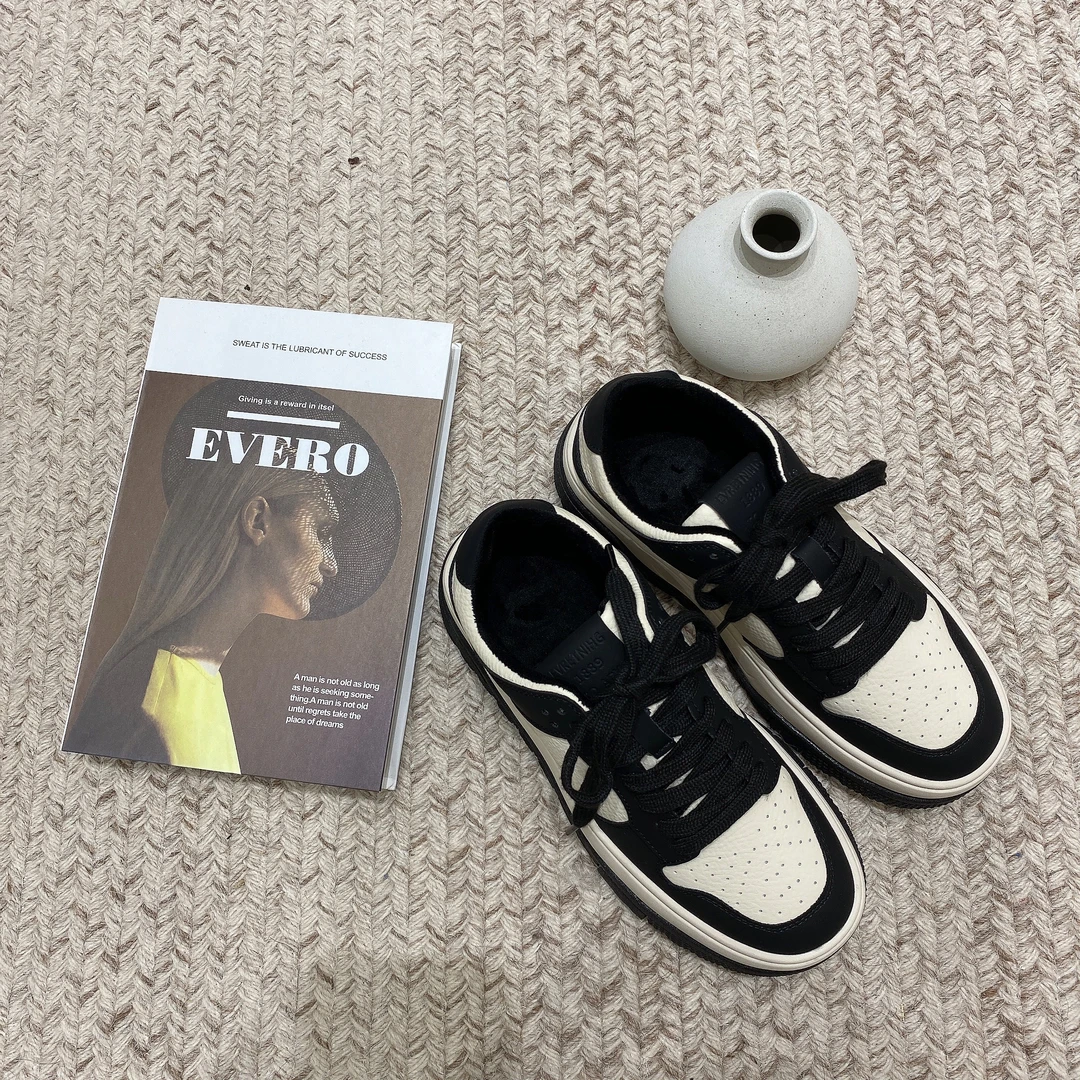 金小金自制 加绒休闲鞋DYX079系带拼色板鞋秋冬季加厚保暖板鞋女