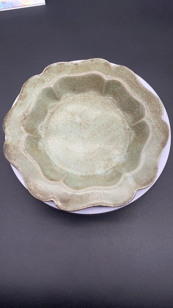 瓷器老窑瓷青瓷开片盘子，拍前联系主播！