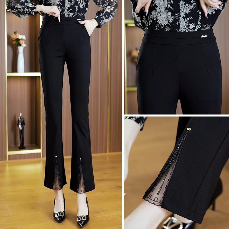 爆款正品微喇裤女2025秋冬新款休闲西裤高腰显瘦百搭九分裤子长裤