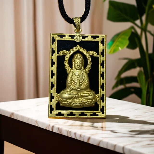 【老板推荐】和田玉观音吊坠 银S925镀金镶嵌   CKR2