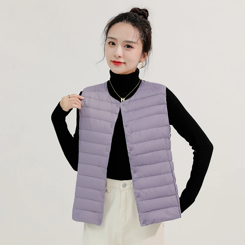 波司登2023秋冬新款轻薄羽绒服女内胆马甲圆领内穿无领轻便背心薄
