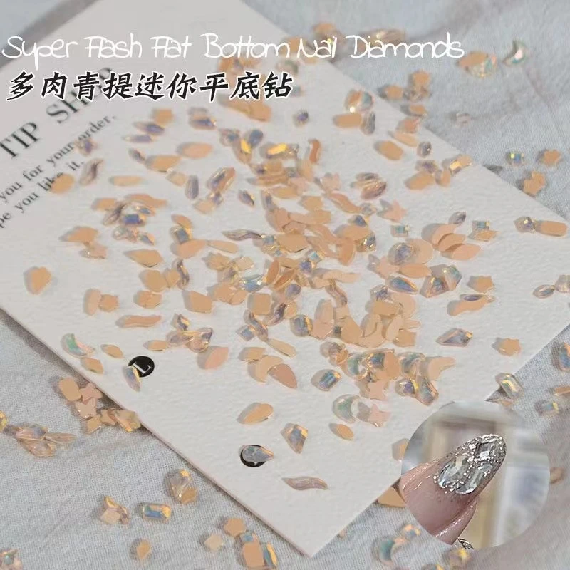 网红新款多肉青提小号平底异形钻超闪K9迷你美甲饰品混装指甲装饰