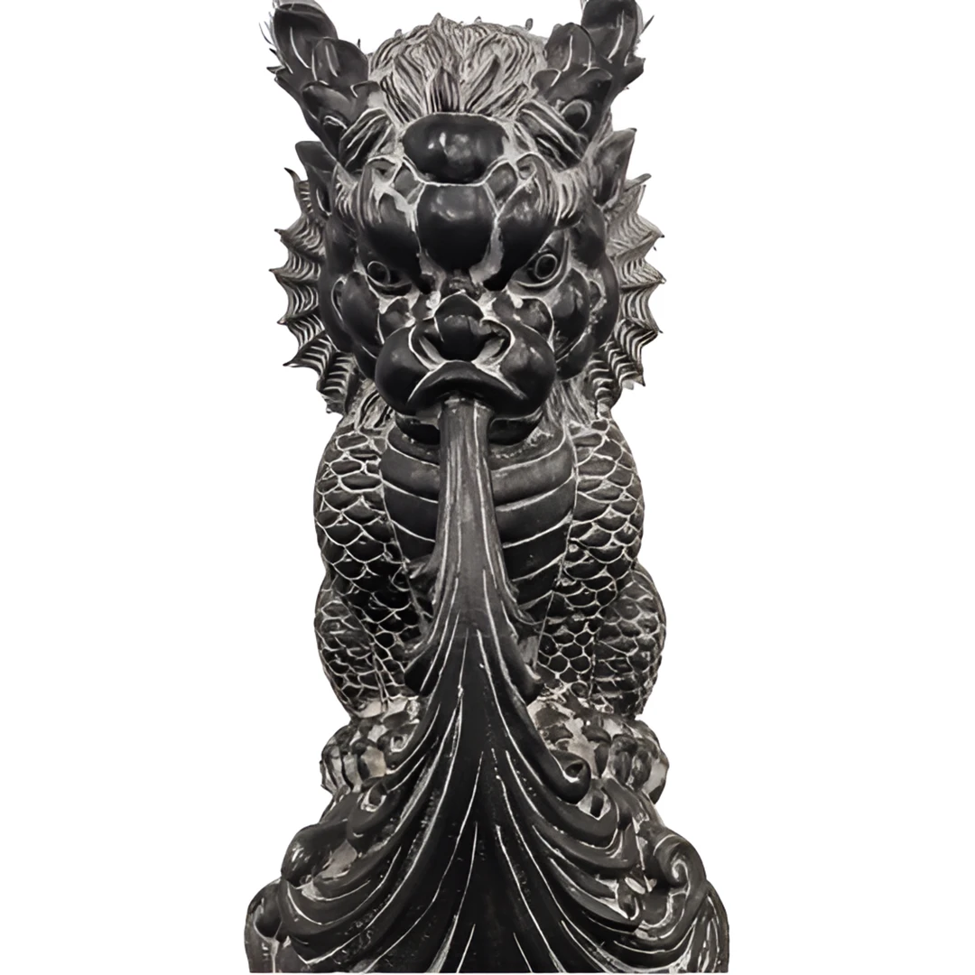 山西精美青石石雕狮子落地造景摆件50CM新款国风手工麒麟吸水兽