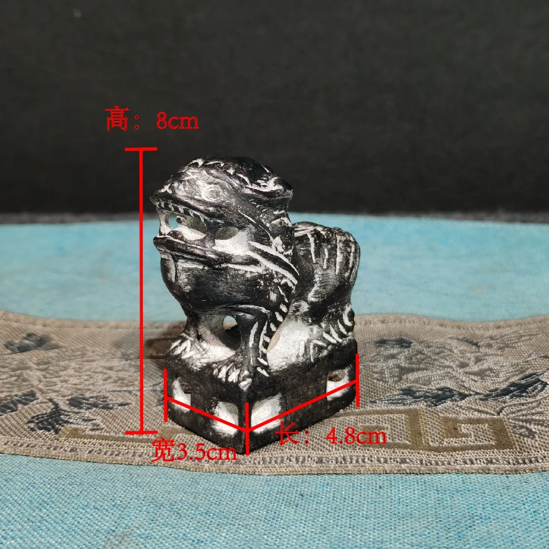 山西青石手把玩件（四明柱把玩狮手工复古雕刻狮子）