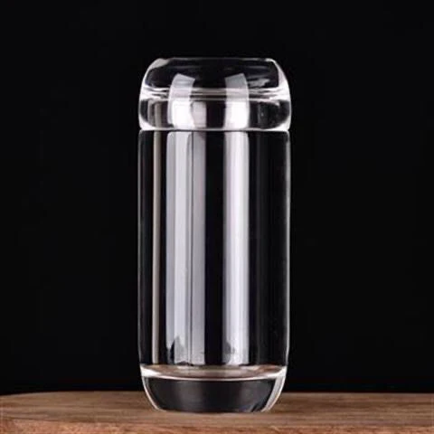 经典高端原矿水晶杯直身透明扣盖杯个人杯两用大气茶具