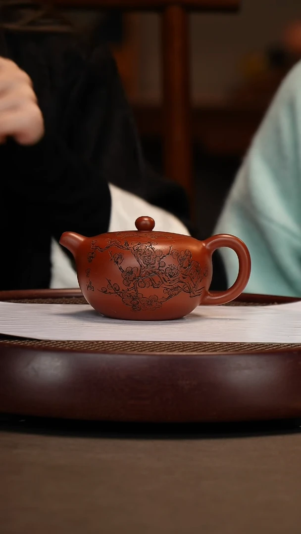 【闪购商品】紫砂茶壶景舟红泥婉梅+竹画+墨宝