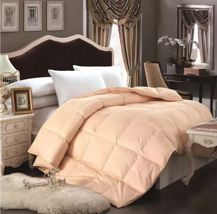 全棉贡缎大提花95白鹅绒羽绒被冬被加厚被芯高档家用双层充绒充绒