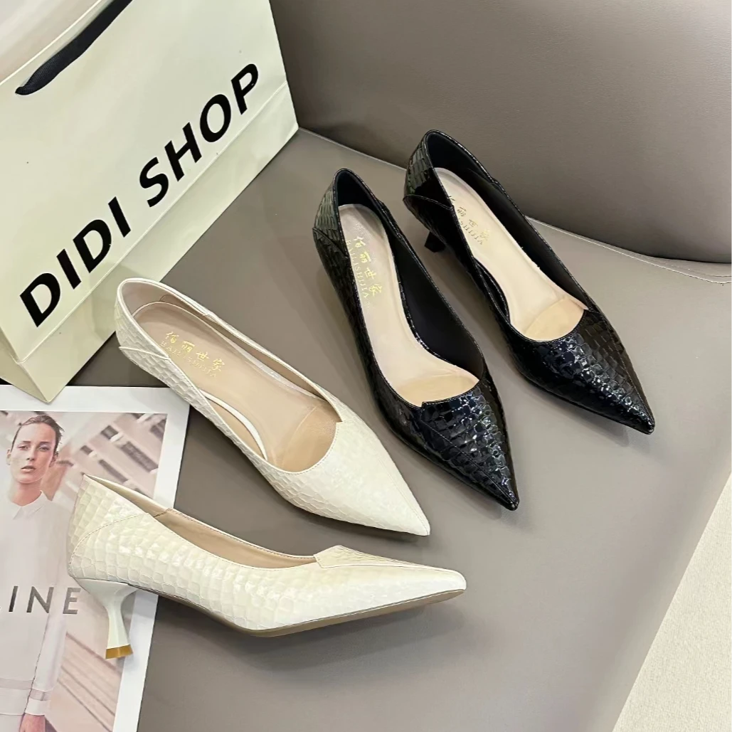 BAILISHIJIA/佰丽世家{一见钟情}细跟尖头温柔中跟单鞋246022