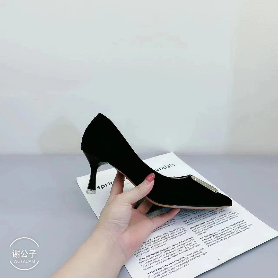 春季尖头时尚浅口百搭透气简约风细跟气质高跟鞋2881-2