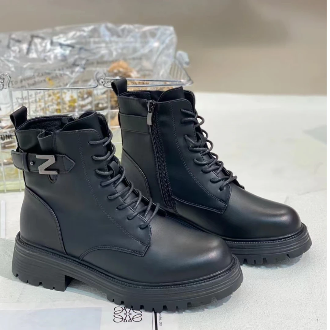 冬季新款时尚休闲百搭厚底英伦风韩版瘦瘦靴15109