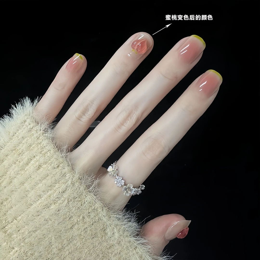 【短款】法式蜜桃温变屁桃显白春夏穿戴美甲可拆卸一盒20多片S61