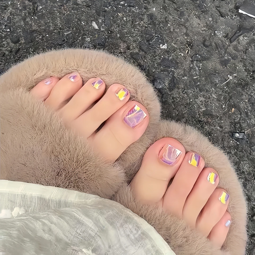 炫彩镜面夏季显白脚指甲穿戴美甲可拆卸一盒20多片W13