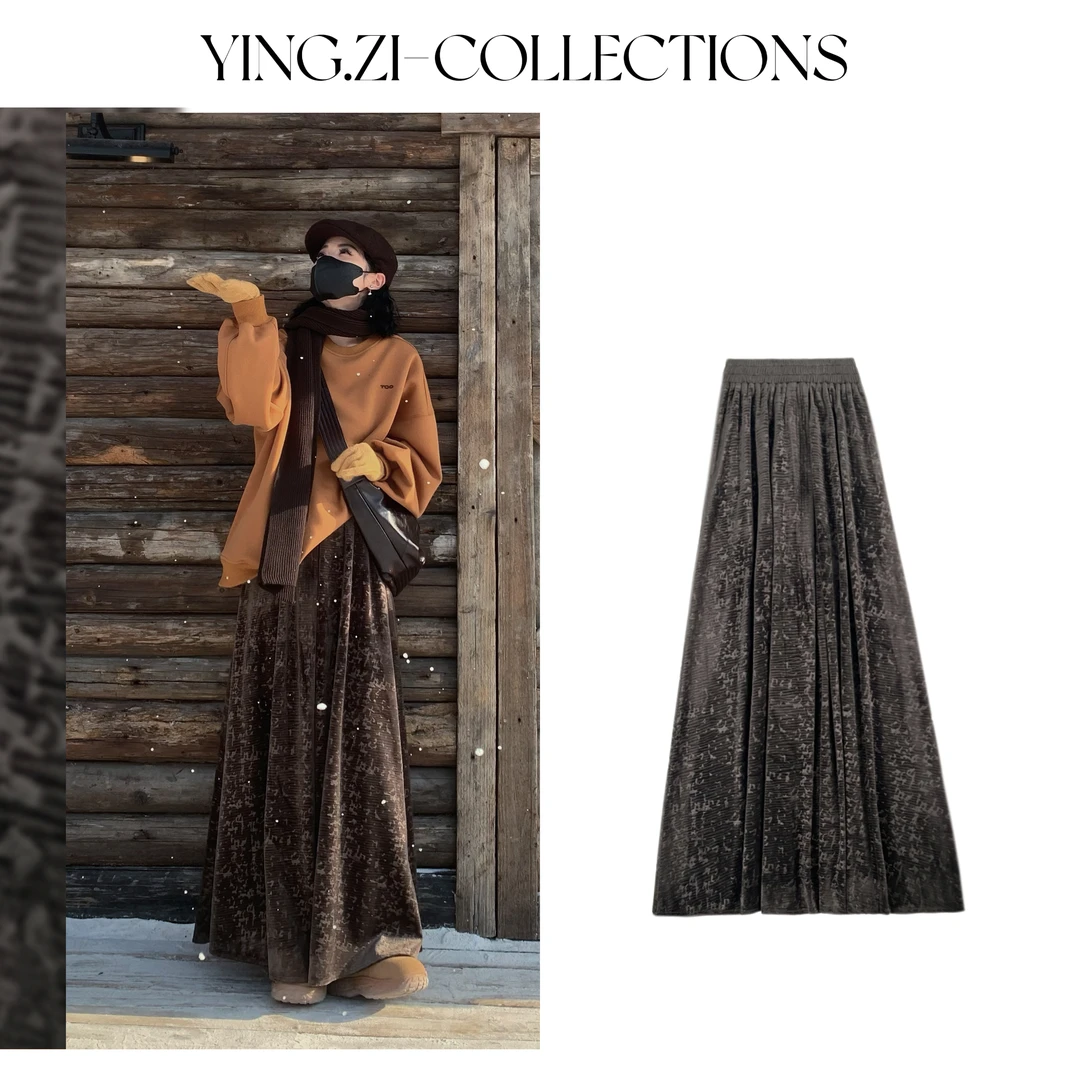 Ying-Zi【桔寒色正】气质复古百搭裙子