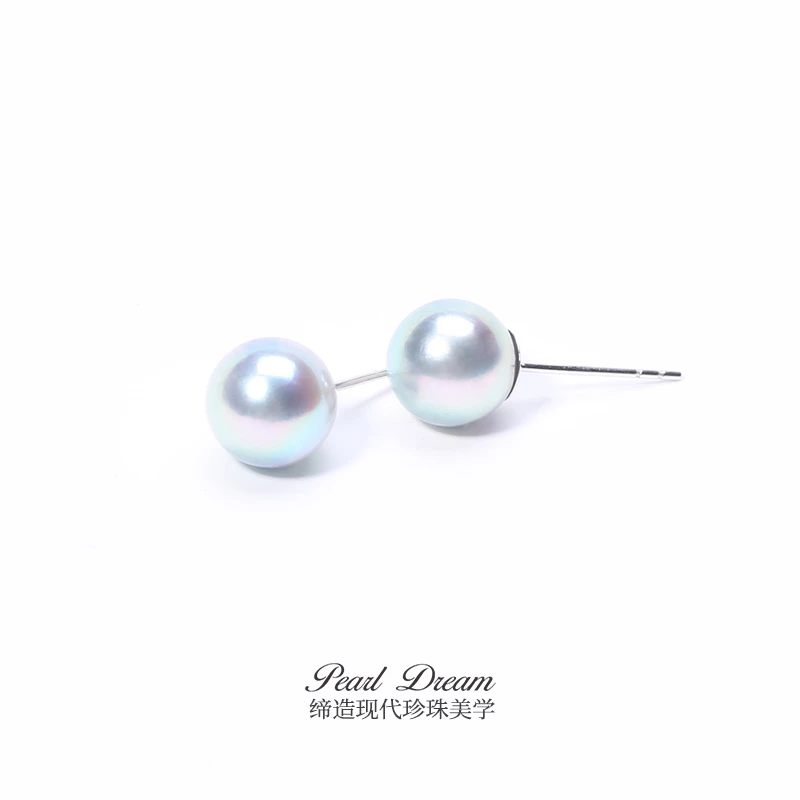 PearlDream海水真多麻蓝玫瑰珍珠耳针 海水珍珠耳饰 镶嵌珠宝蓝色