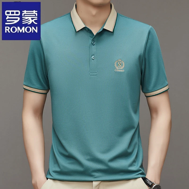 Romon/罗蒙【正品】夏季男士休闲短袖T恤薄款polo衫时尚半袖上衣潮