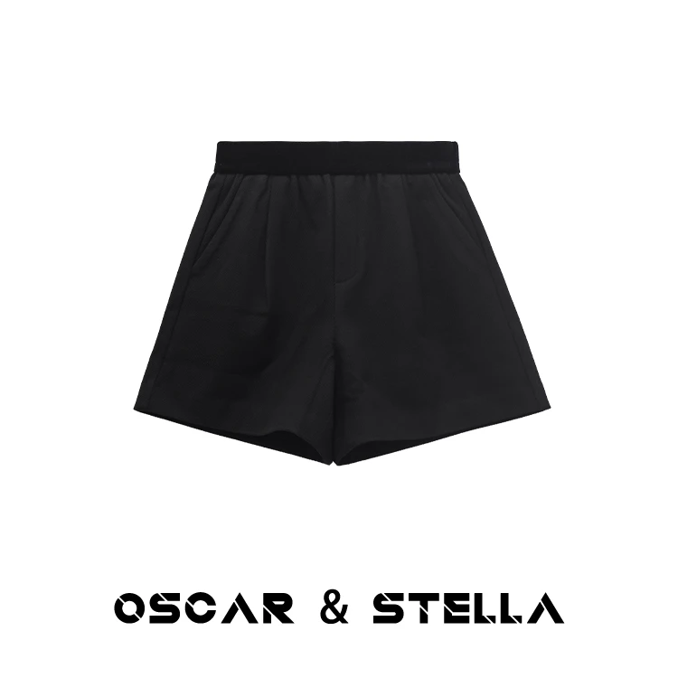 Oscar/Stella漫画腿·毛呢A字版 遮胯显腿长简约松紧高腰短裤8343