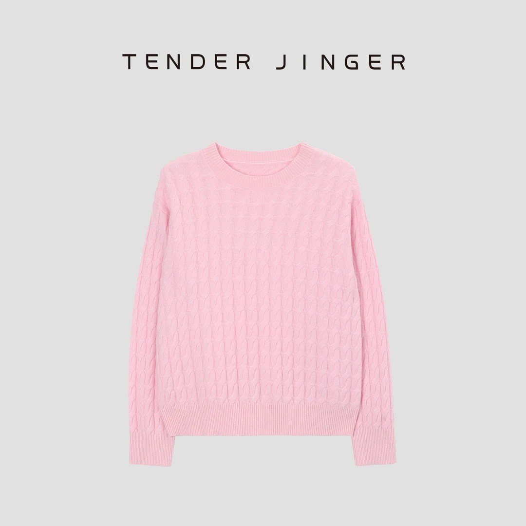 Tender Jinger【专柜】女休闲宽松圆领绞花针织衫T44SZZ79078