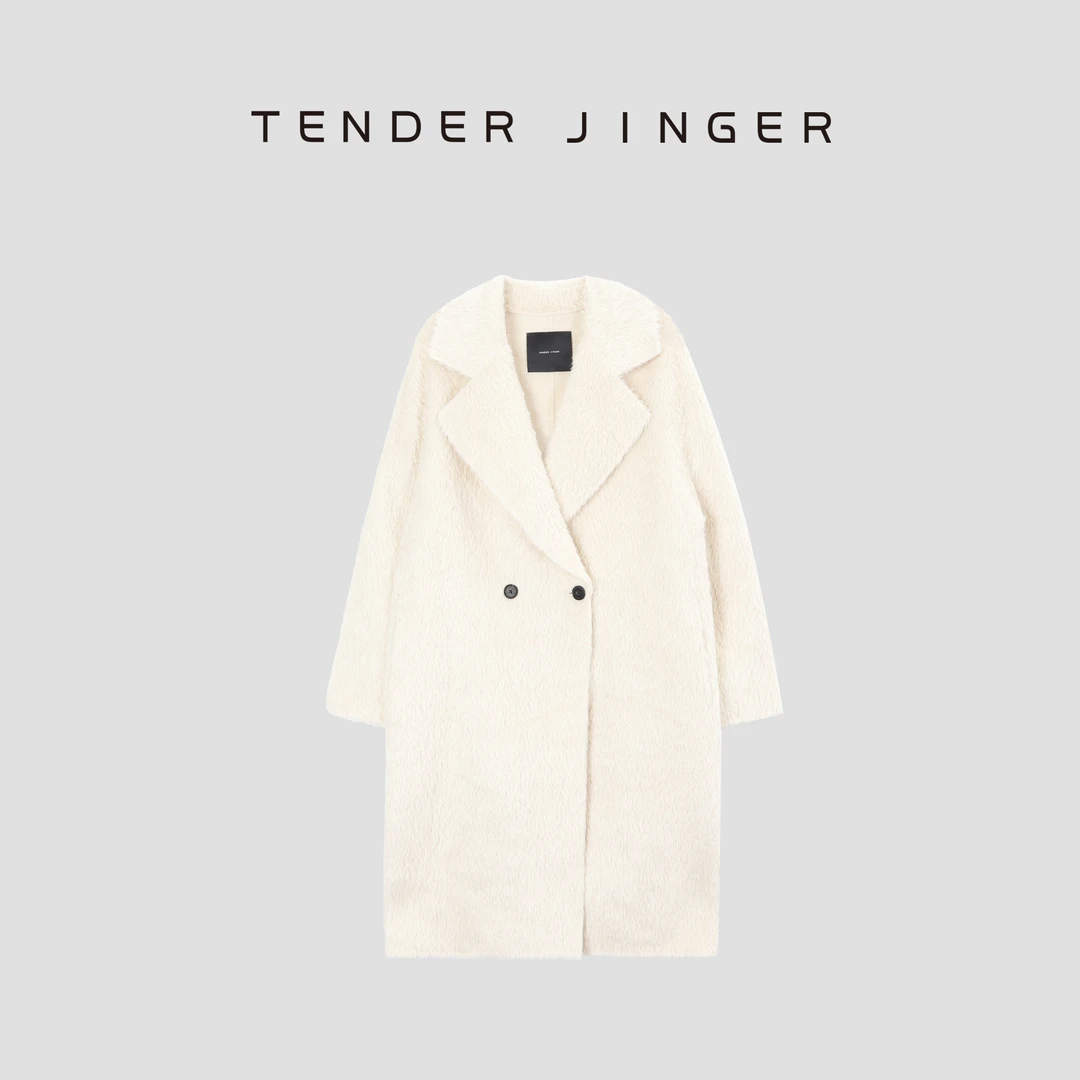 Tender Jinger【黑标】西装领羊驼毛混纺中长款大衣T44CH288H