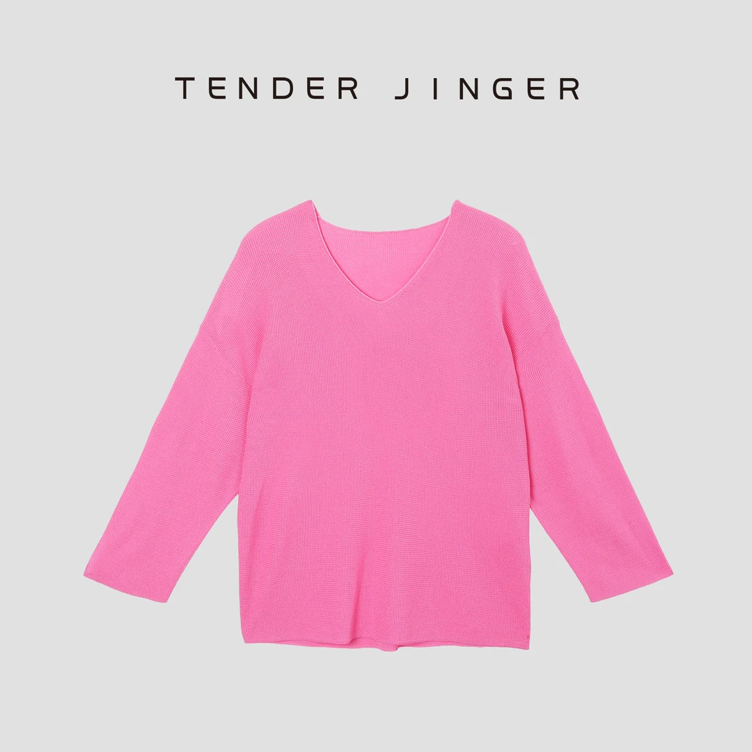 Tender Jinger【专柜】2024夏女士V领纯色休闲针织上衣 T42BBS77032