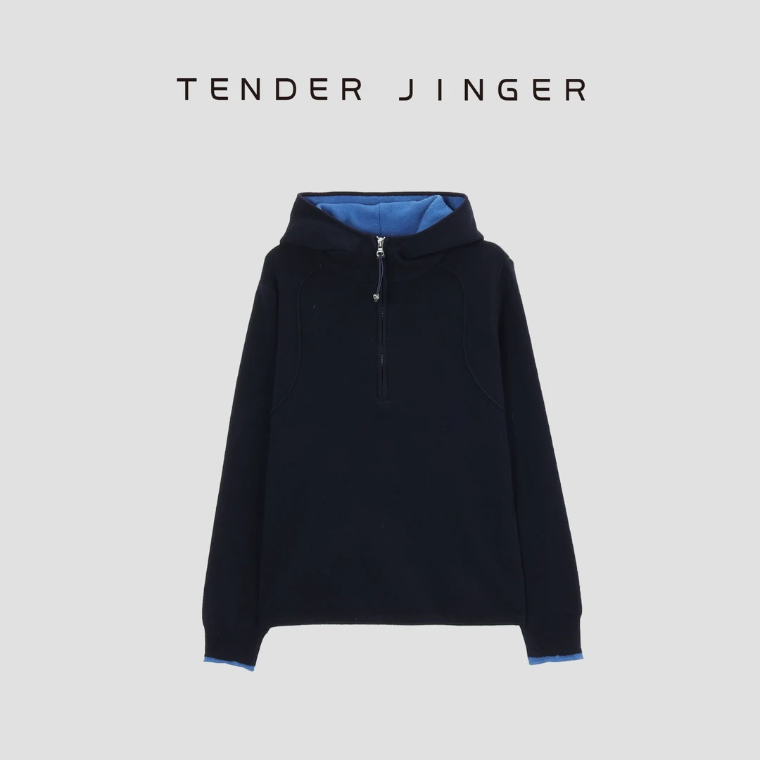 Tender Jinger撞色拼色连帽衫T44QCC79866