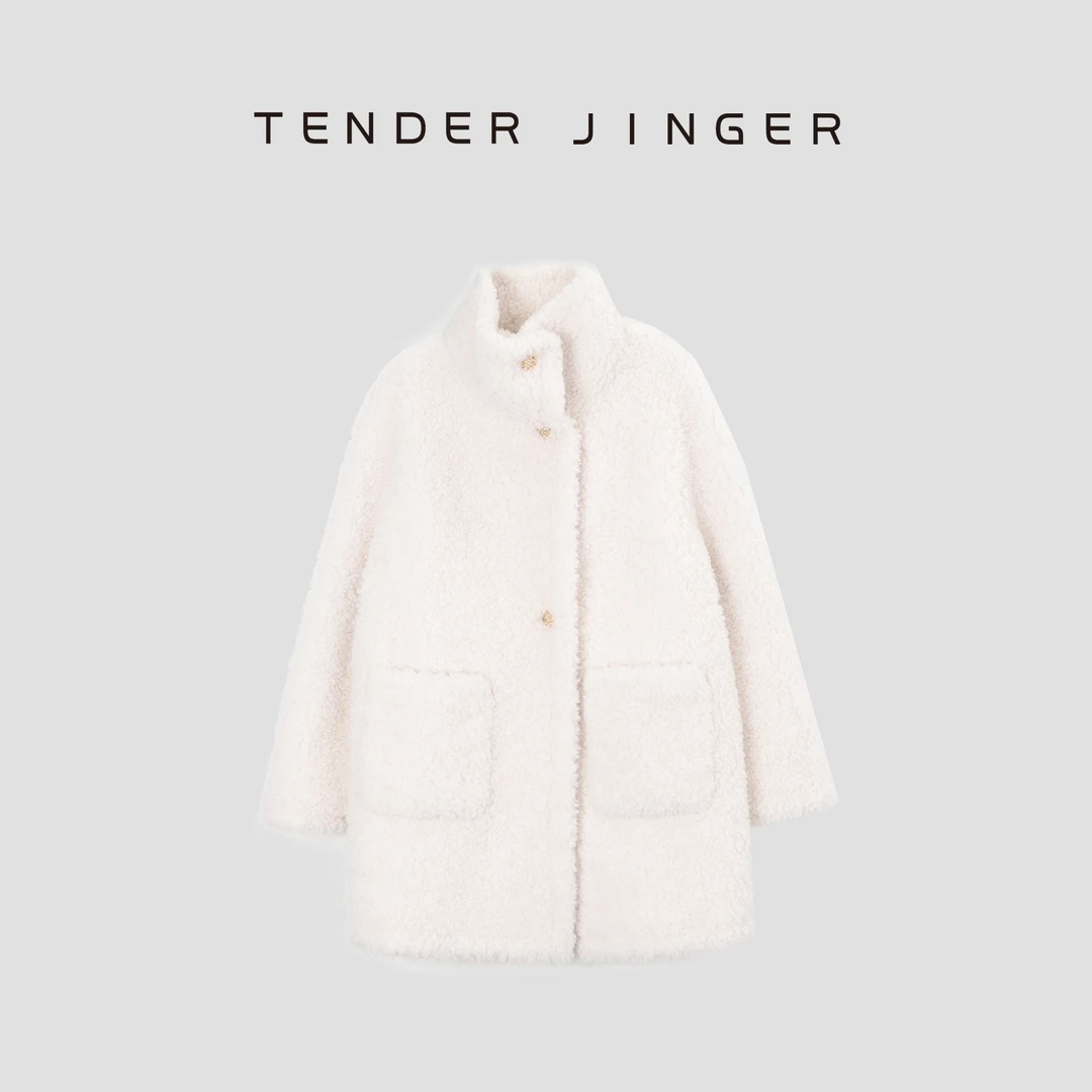 Tender Jinger【黑标】保暖立领软糯羊羔毛绒外套T44MDD79178