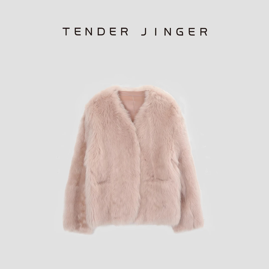 Tender Jinger【黑标】进口女休闲托卡皮毛一体短外套T44PXP78845