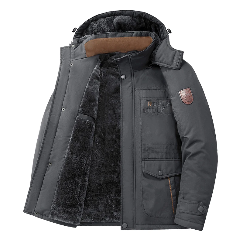 加绒加厚冲锋衣棉服男冬季防寒保暖多口袋宽松大码休闲男装