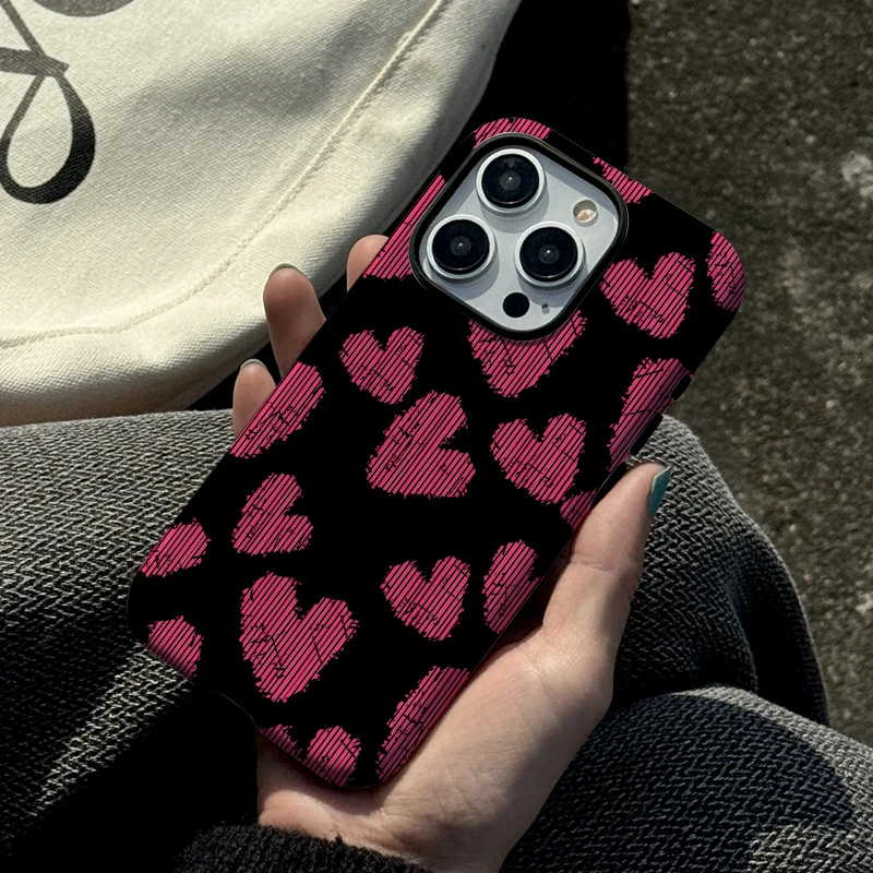 Meet指纹爱心进口韩菲苹果iphone15promax全包14防摔手机壳