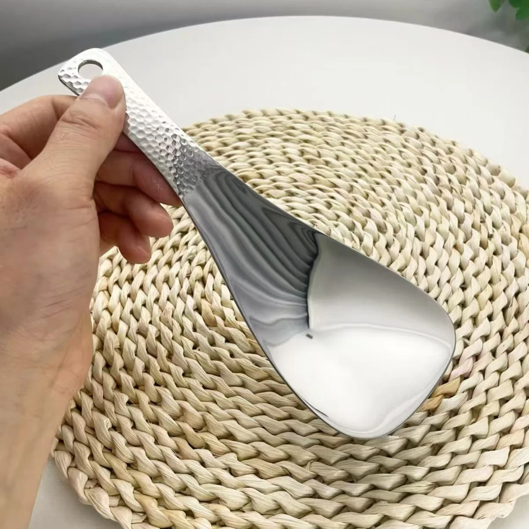 锤纹不锈钢锤纹饭勺饭铲加厚防菌超轻便携防粘家用舀饭大勺子