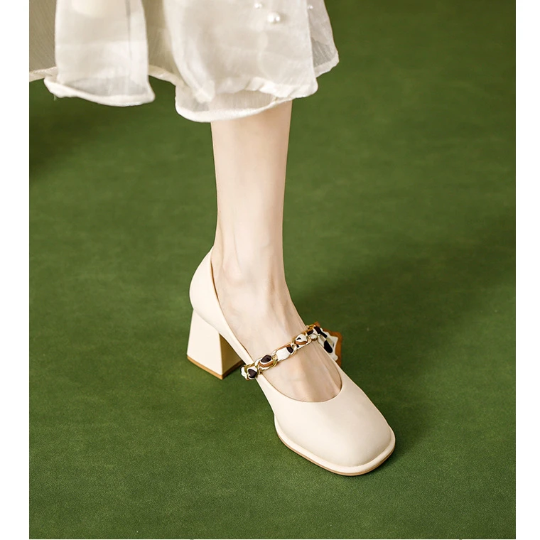 GG163玛丽珍2024春新款百搭法式优雅气质小香风配裙子高跟小皮鞋