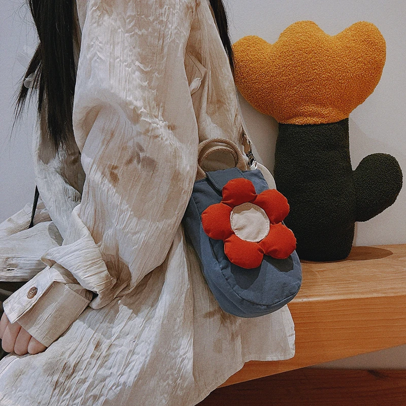 三色补丁花儿与少年可爱小包包ins百搭单肩包女斜挎包