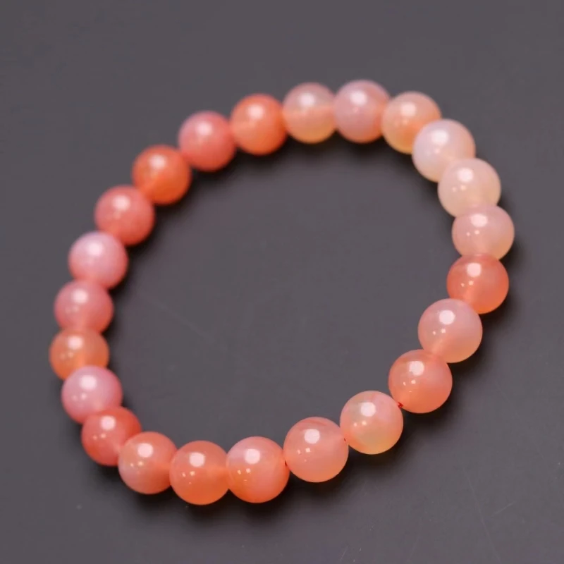 S0035-4 天然粉糯玛瑙圆珠单圈文玩饰品手串