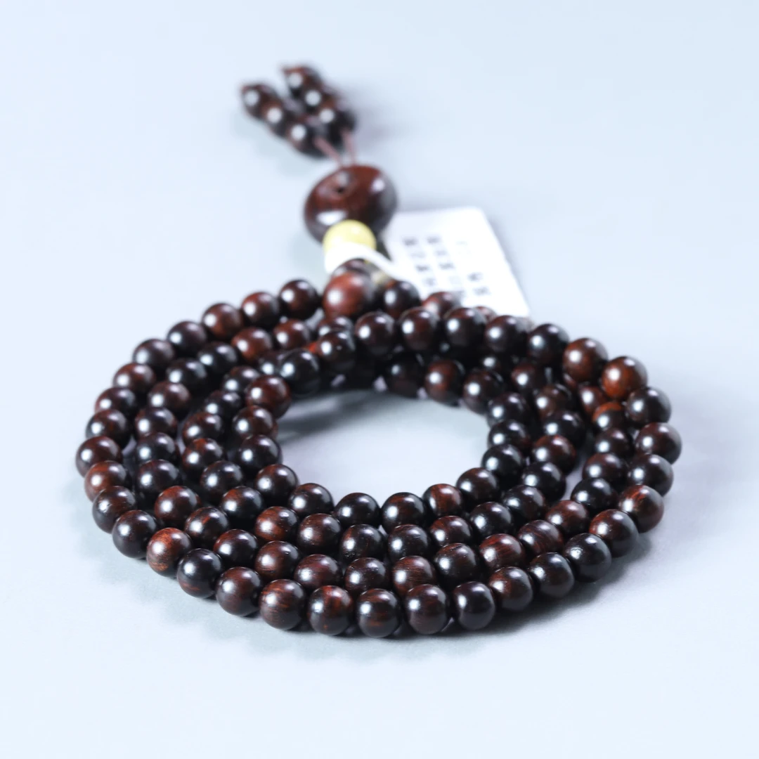 XY132 海南黄花梨圆珠手串108文玩长串木串6mm+左右