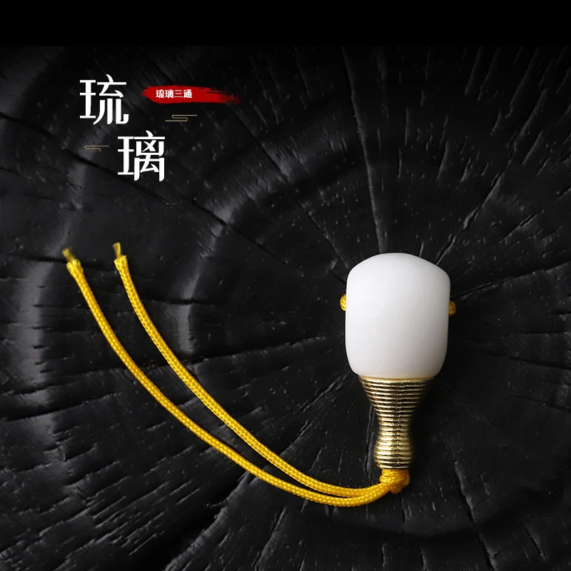 S5728琉璃（鎏金塔）佛头三通甄选文玩把件DIY配件