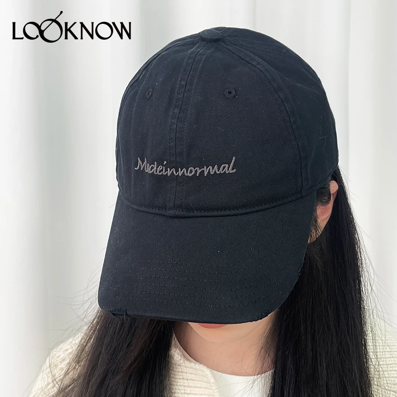 madeinnormal设计师品牌LOOKNOW秋冬23新款水洗磨破字母棒球帽