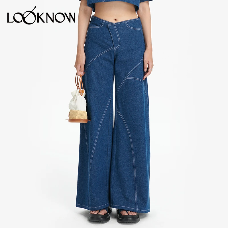 DEEPMOSS设计师品牌LOOKNOW春夏24新款斜门襟船帆结构阔腿牛仔裤