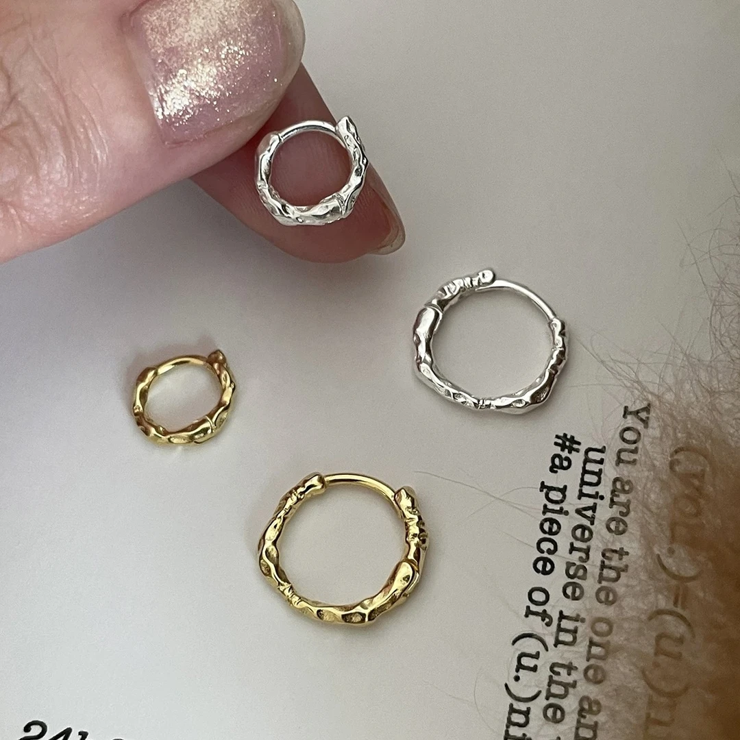 925银耳饰 通体925银极简耳环圈圈耳骨钉百搭耳饰