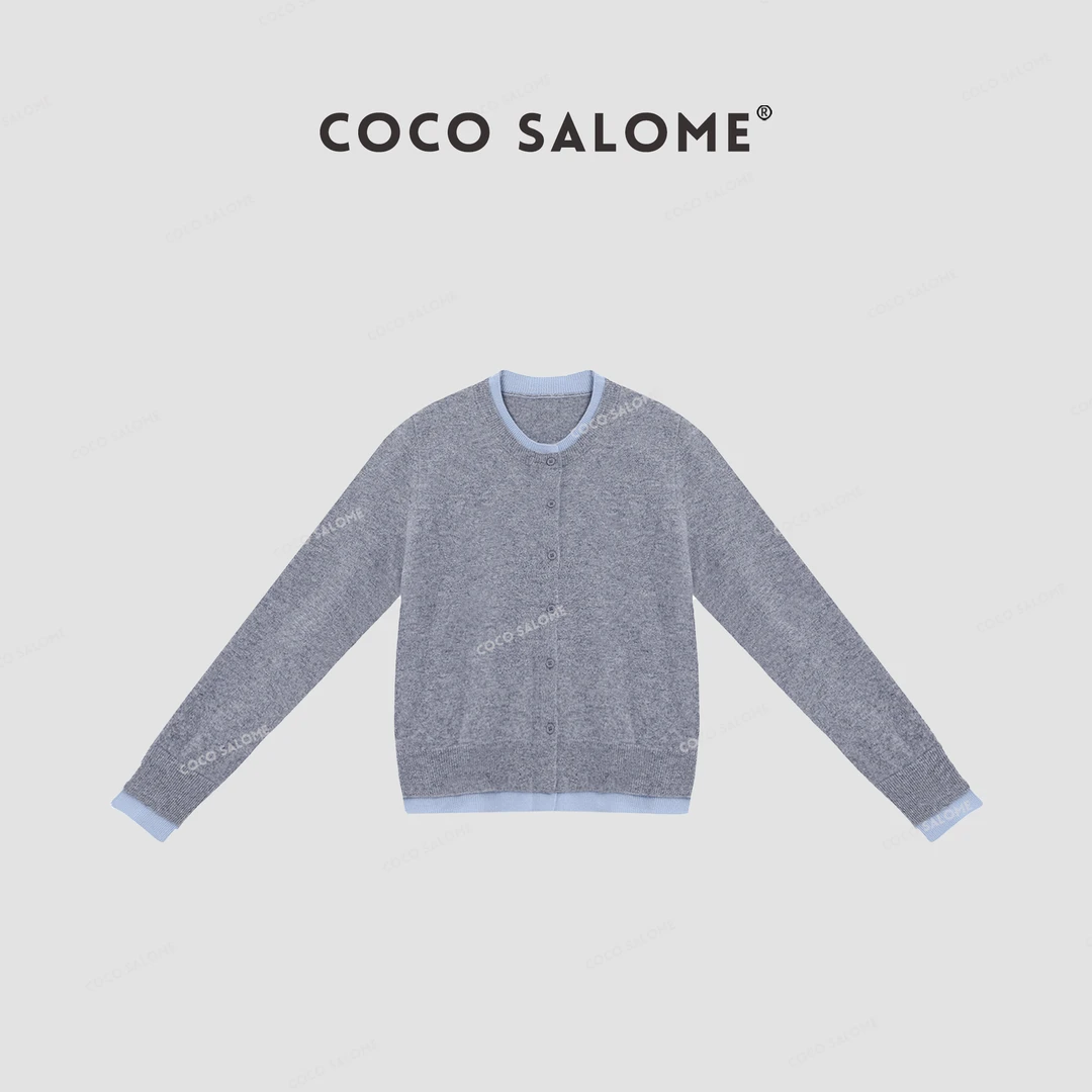 韩彬彬CS"叠穿氛围"长袖假两件韩系女士保暖针织衬衫X029-(10)