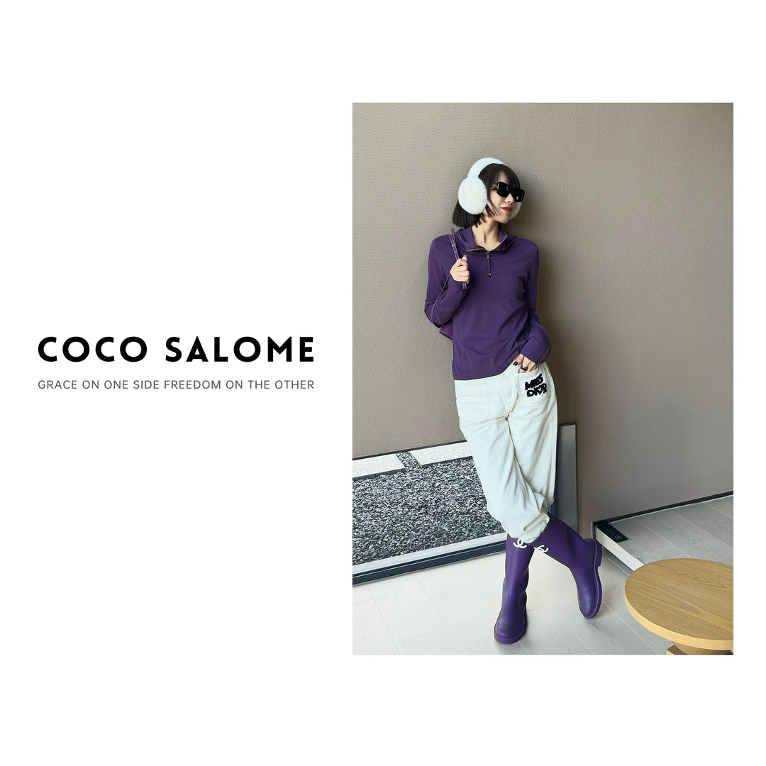 COCO SALOME⑩【口袋白牛】冬季裤子简约韩系白色毛巾绣牛仔裤0239