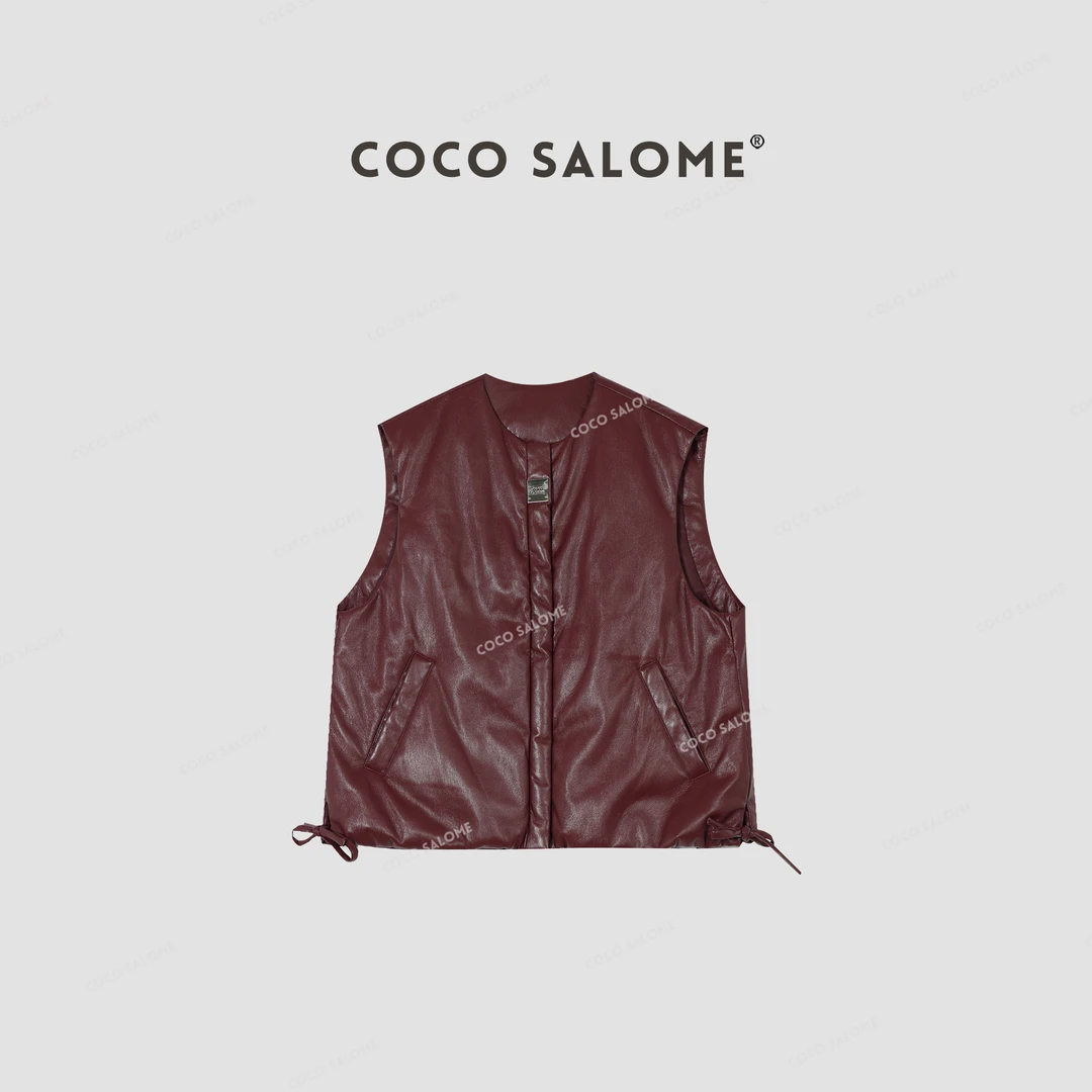 韩彬彬CS"小方块马甲"冬季酷飒韩系保暖皮马甲Y309-(10)