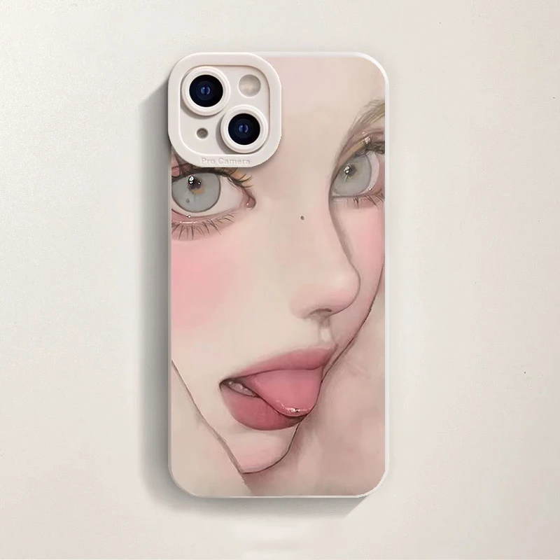 吐舌辣妹ins苹果15手机壳12/11硅胶iphone14promax全包8/xs防摔壳