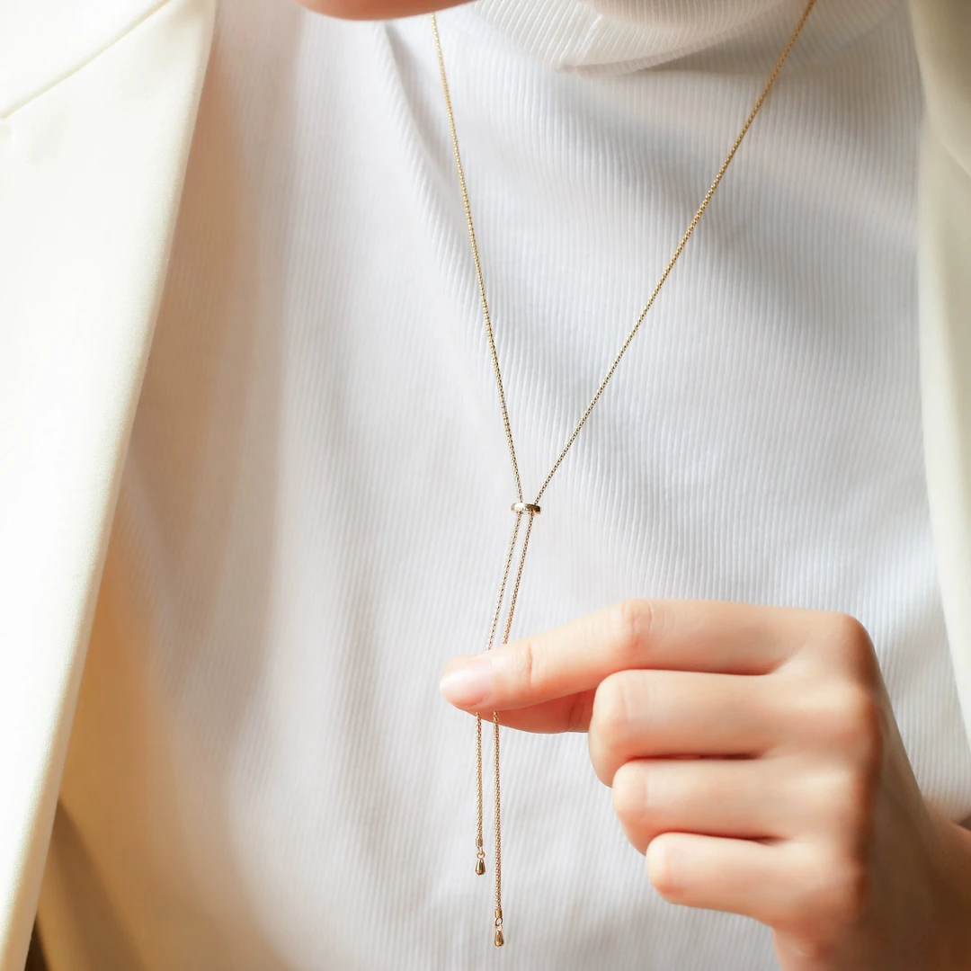 裕璨 18K金意大利进口万能链可随意调节长度玉米毛衣链复古项链