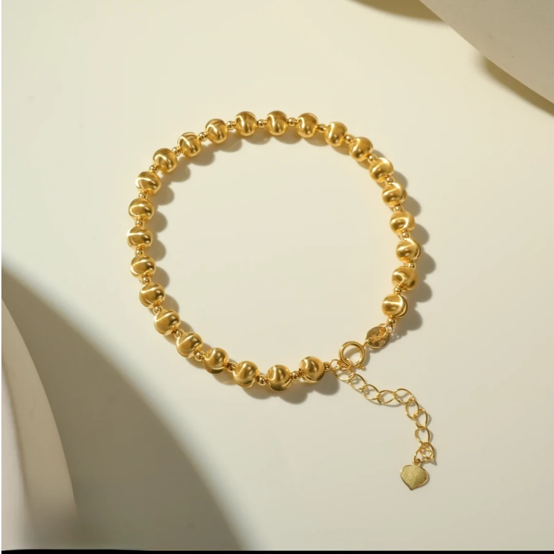 裕璨 18K金寻梦进口猫眼龙虾扣头手链路路通转运珠手链手饰珠珠卡