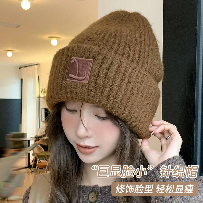 帽子女秋冬季2022新款针织帽大头围护耳帽百搭保暖冷帽毛线帽
